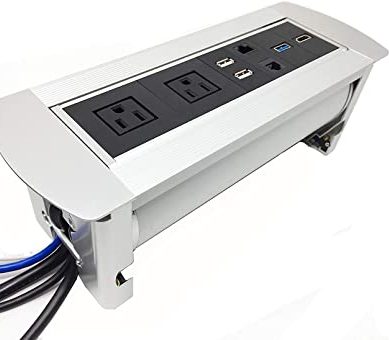 2 RJ 45 YolkVisual Tabletop Multimedia Connectivity Box 2 AC Power（US BLACK 2 HDMI + 1 USB no cables 